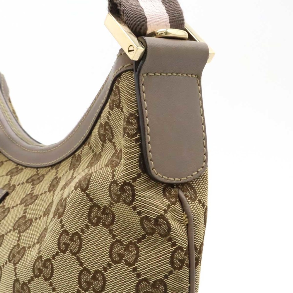 GUCCI GG canvas shoulder bag leather khaki beige greige light pink 181092 - Picture 5 of 9